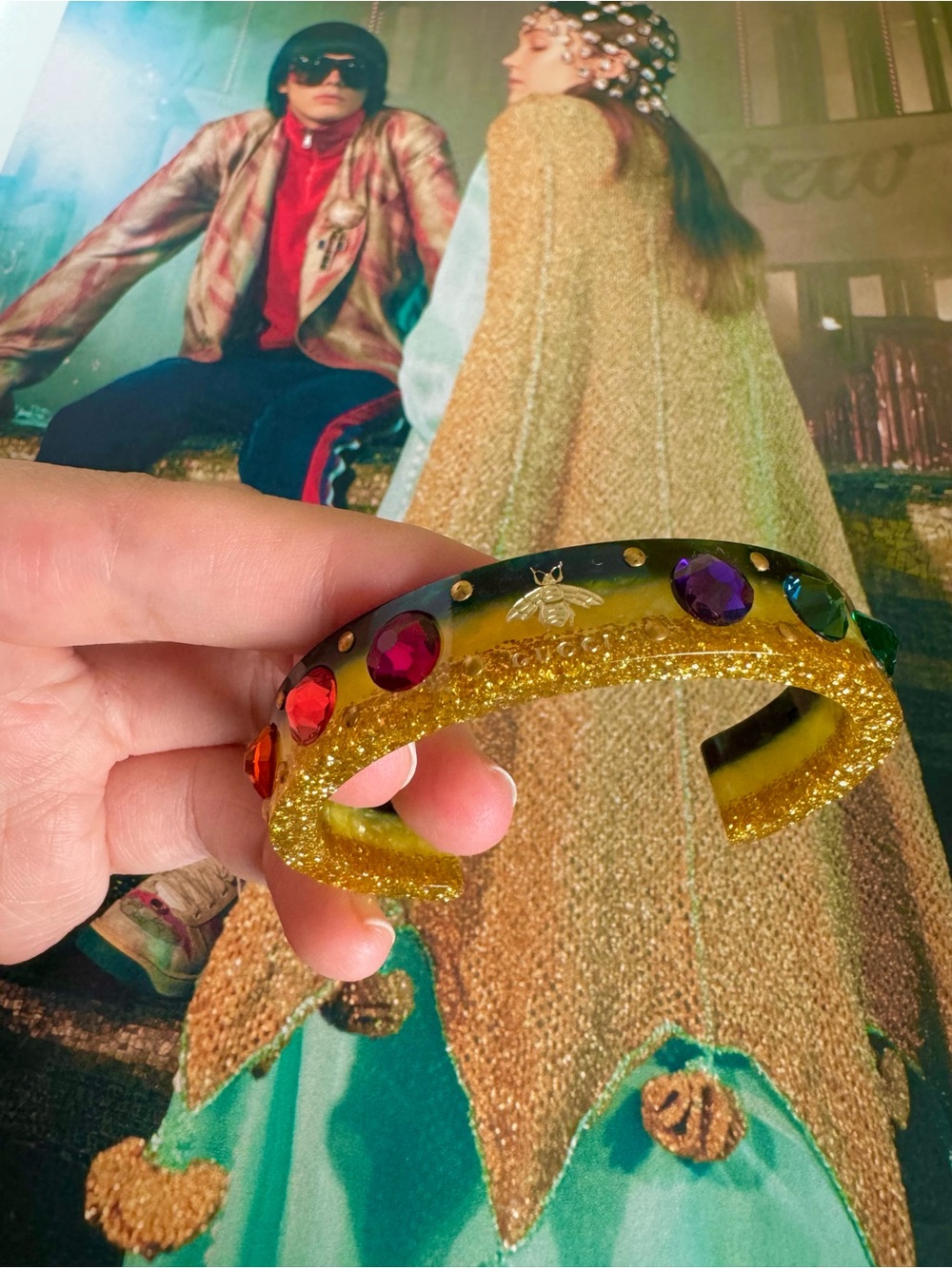 Gucci Multicolor Resin Bracelet in Green, Yellow, Purple
